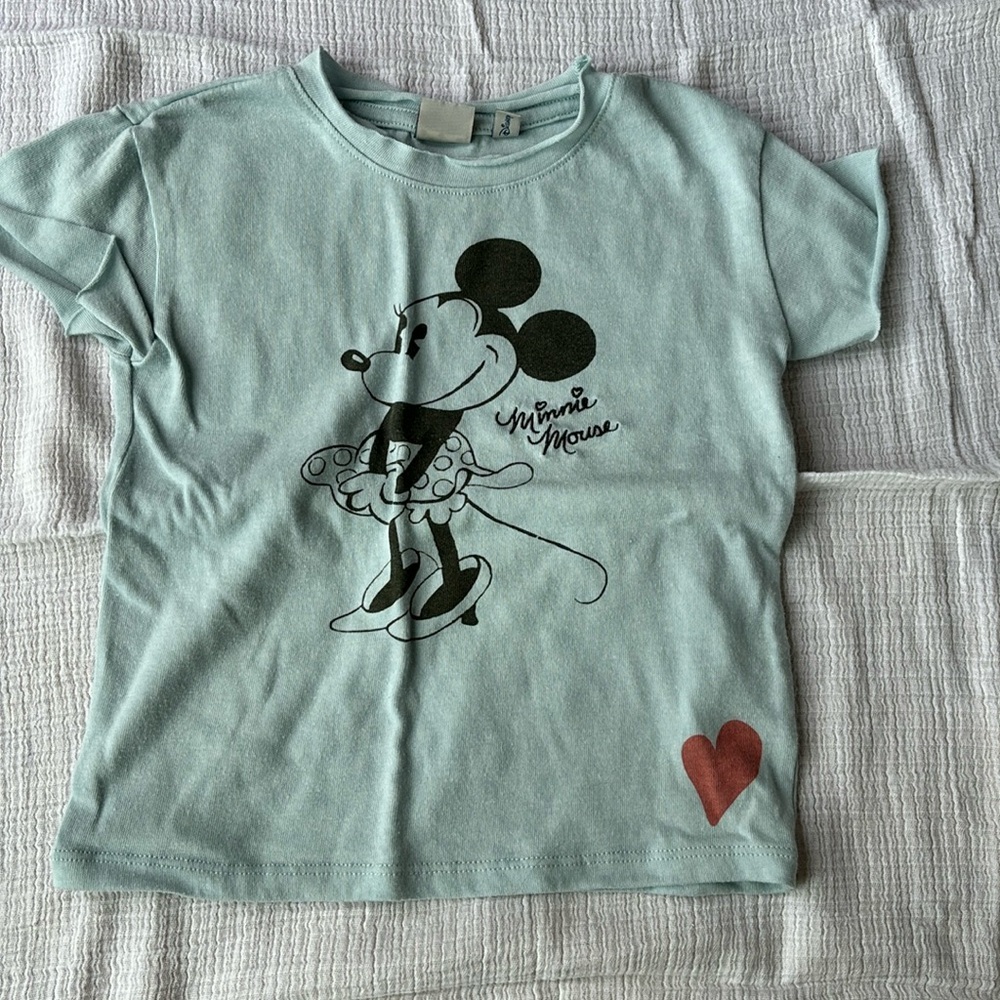 Junk food Minnie Mouse tee shirt, mint blue, 4T
